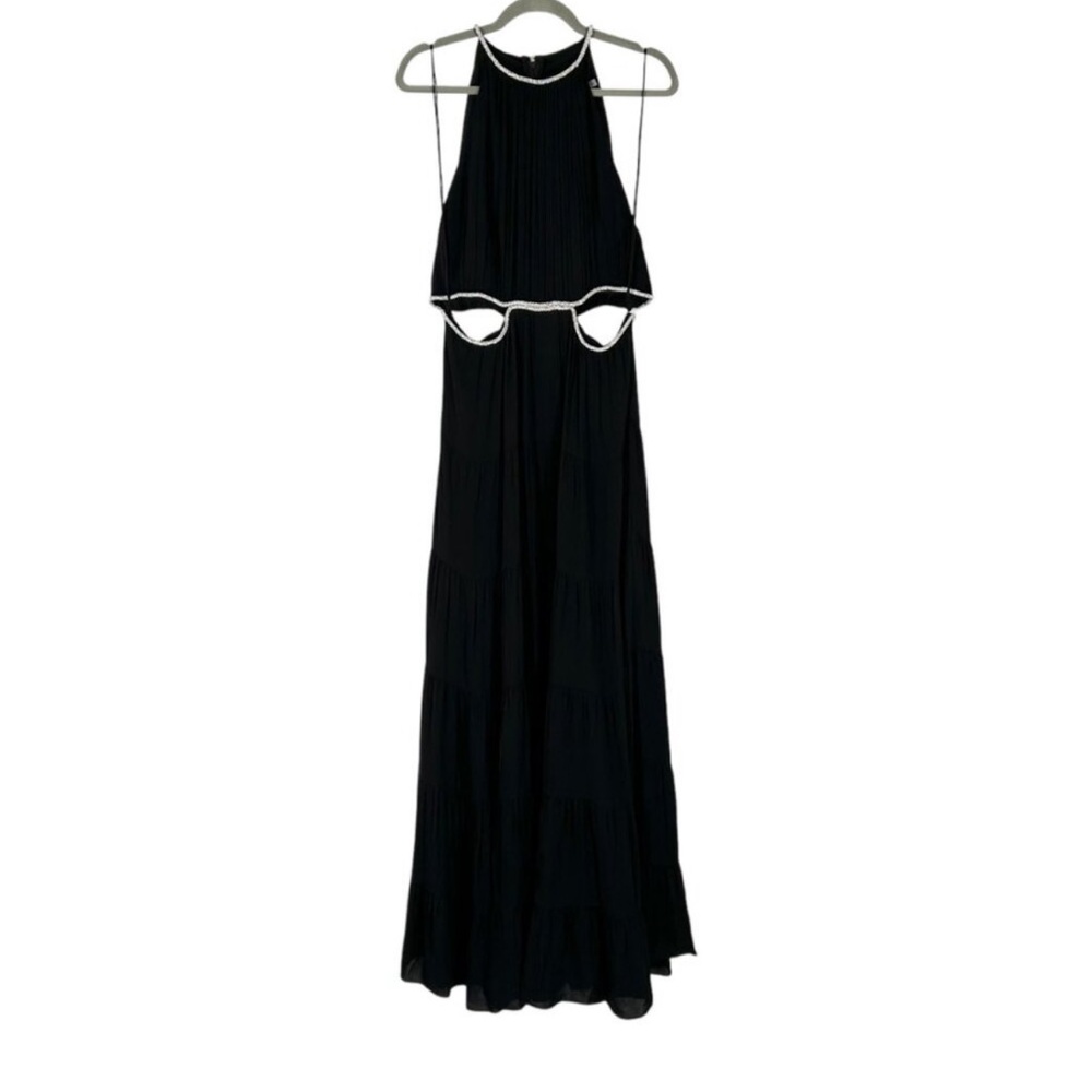 NWT Alice + Olivia Myrtice Crystal Embellished Halter Cutout Maxi Dress